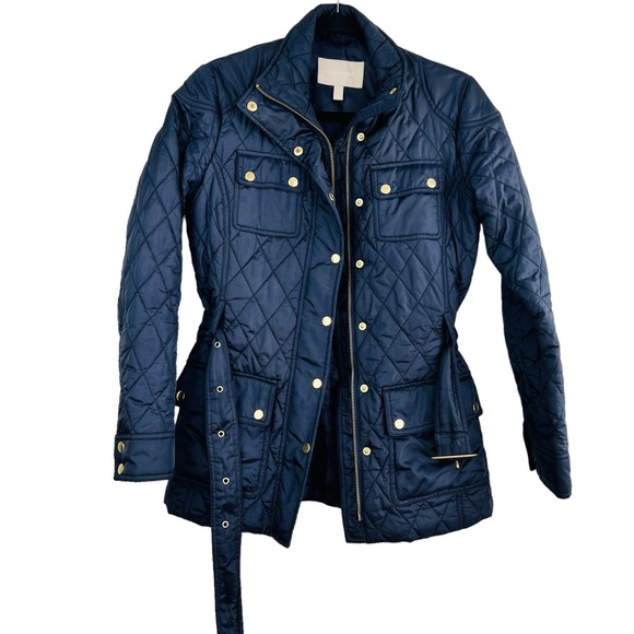 ❌SOLD ❌Banana Republic Navy Blue Quilted Patch Pocket Lightweight  Belted Jacket - Picture 5 of 15